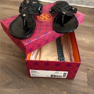 Tory Burch Black Patent Leather Sandals